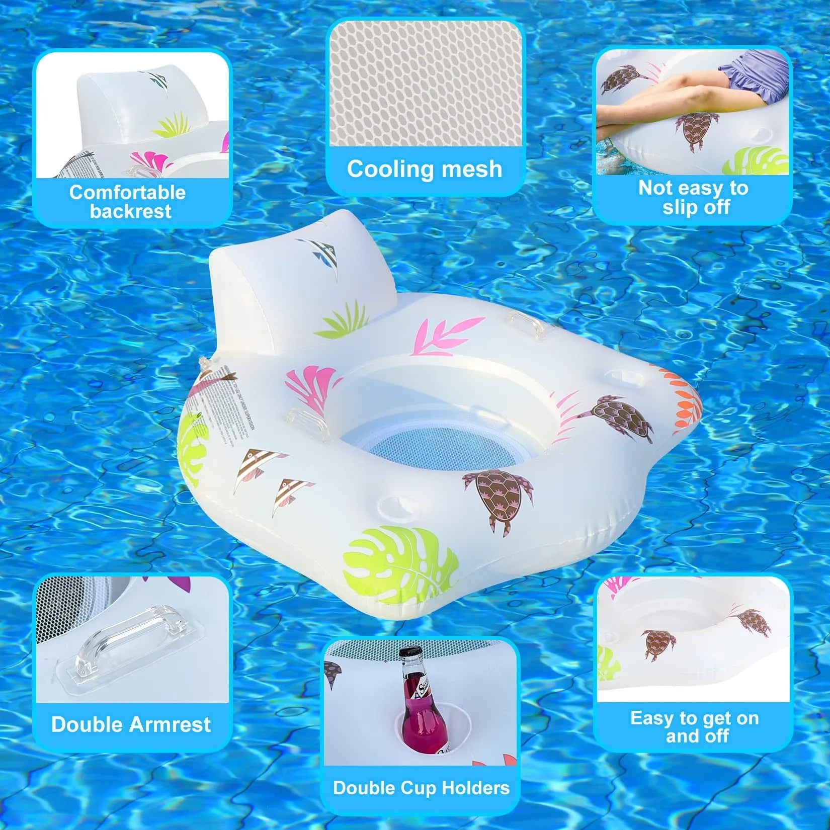 White luminous U-shaped PVC inflatable float on water