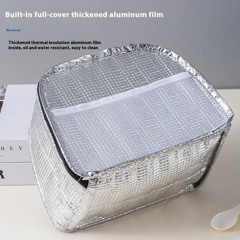 Insulated lunch bag in textured cloth with heat preservation function