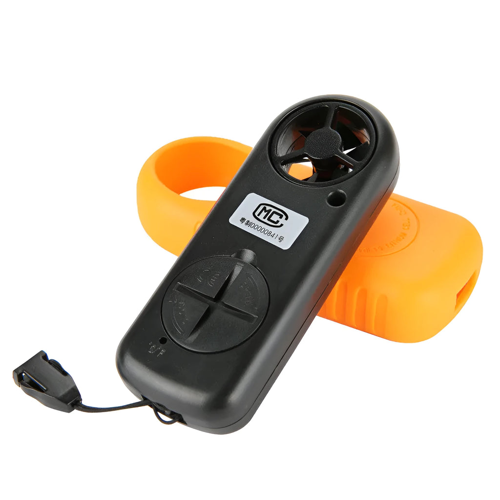 Biaozhi GM816 orange handheld digital anemometer displaying wind speed