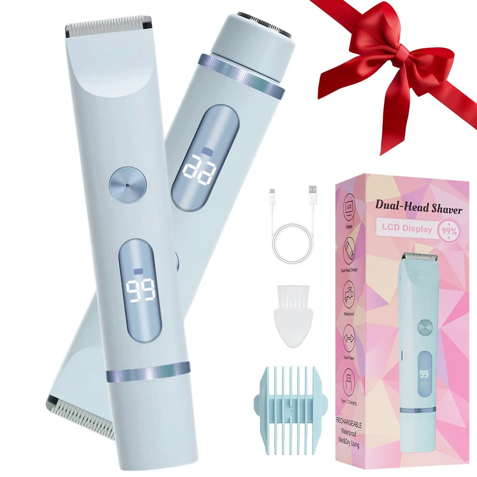 Only Private Parts double-headed electric lady shaver in purple with display screen, mute and USB rechargeable