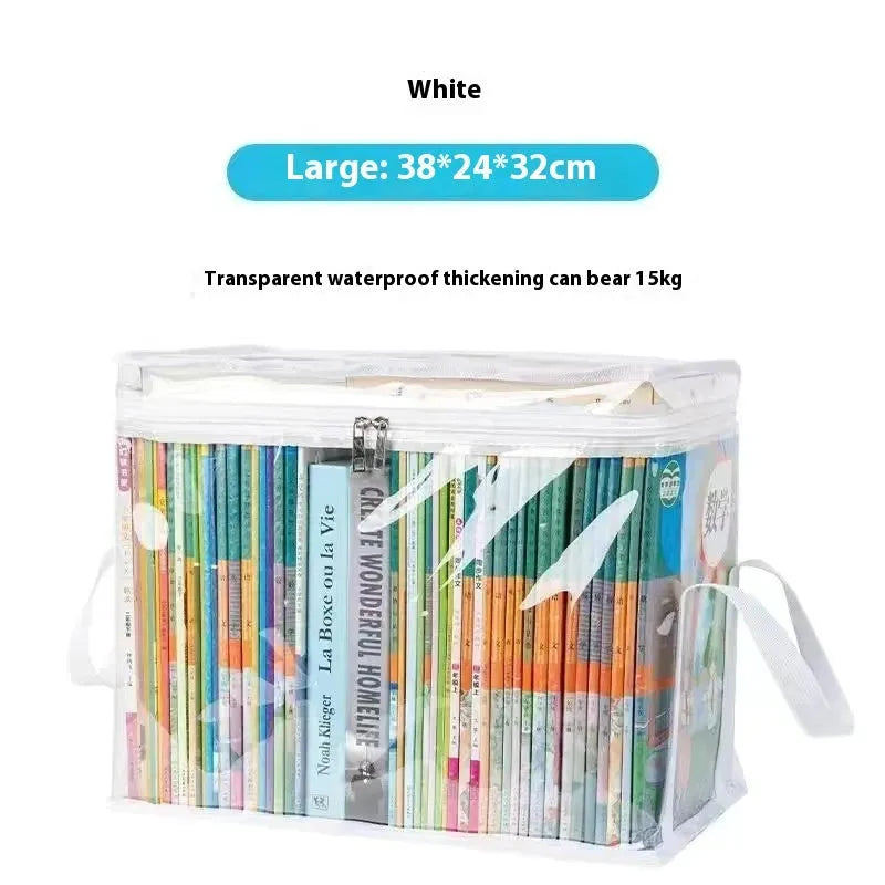Large white foldable PVC storage bag with transparent panel and carry handles.