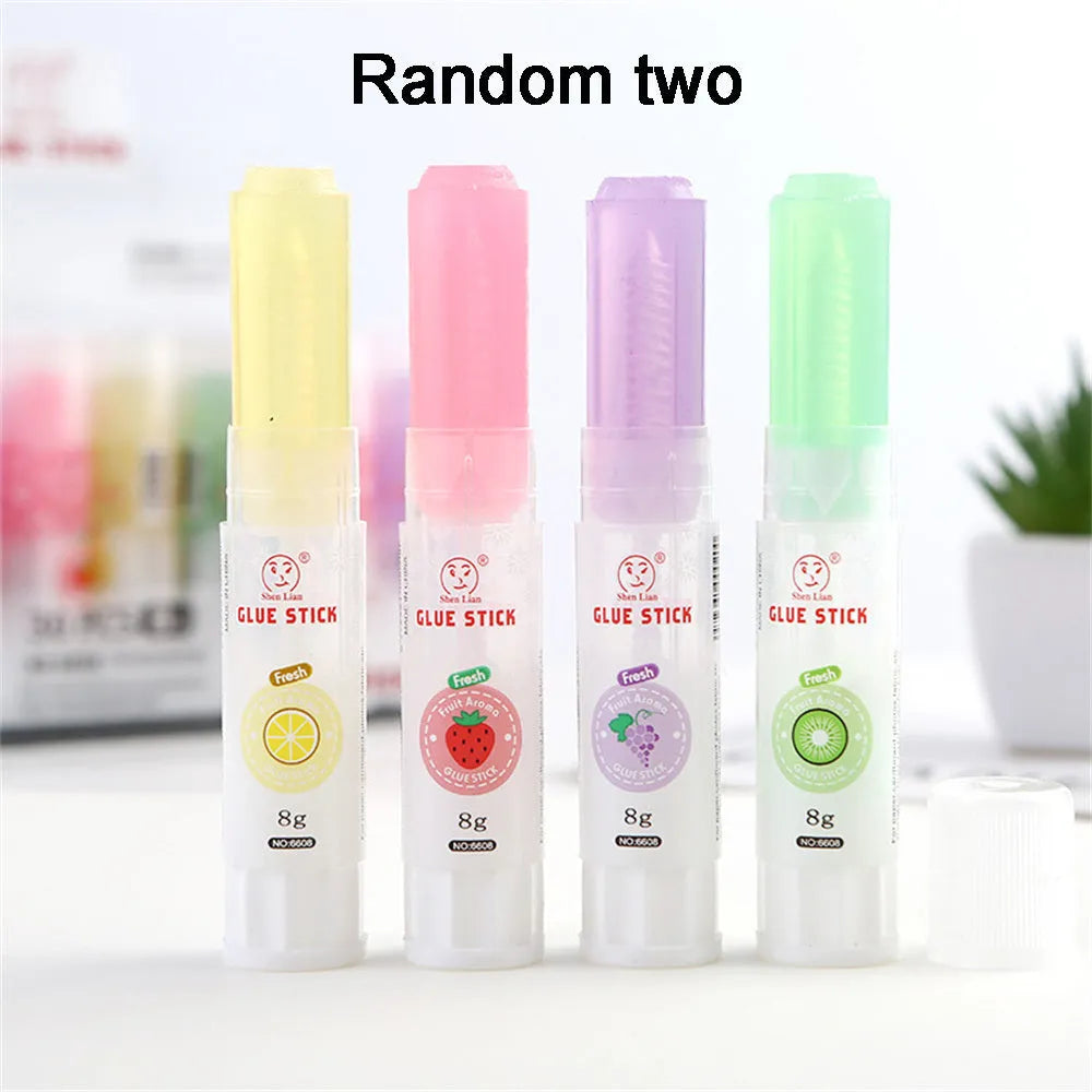 Jelly colour solid glue with fruit fragrance measuring 8.5cm by 2cm for student projects
