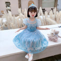 Summer girls short sleeve floral dress in cotton blend for heights 100-150cm