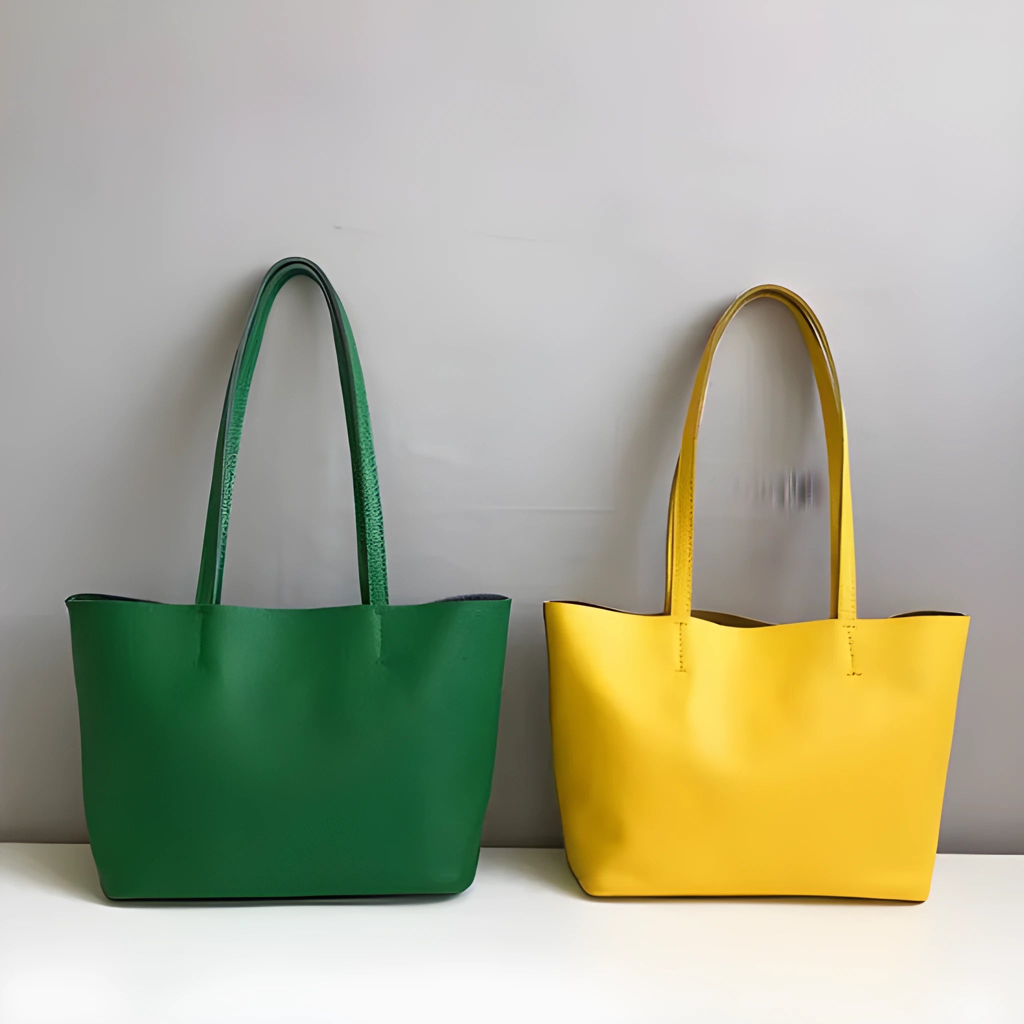 Lightweight medium cowhide leather tote bag for women with zip closure and double joint shoulder strap
