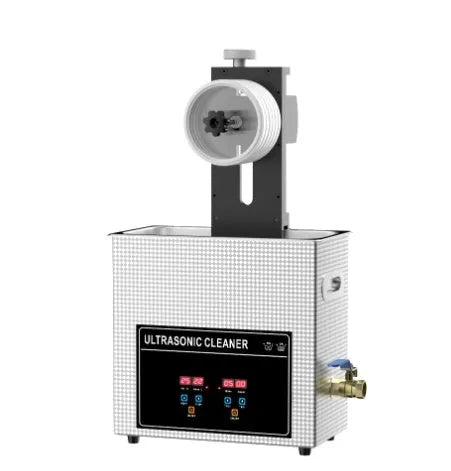 Compact benchtop ultrasonic cleaning machine for vinyl records and electronic boards.