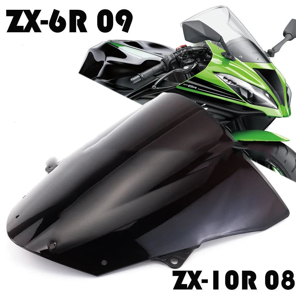 Smoke tinted acrylic motorcycle windscreen for Kawasaki ZX-6R and ZX-10R models