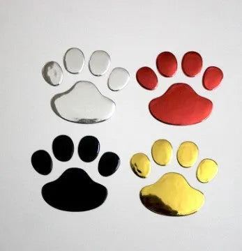 PVC car sticker with hand-shaped brush design showing dog footprints pattern measuring 7 cm length