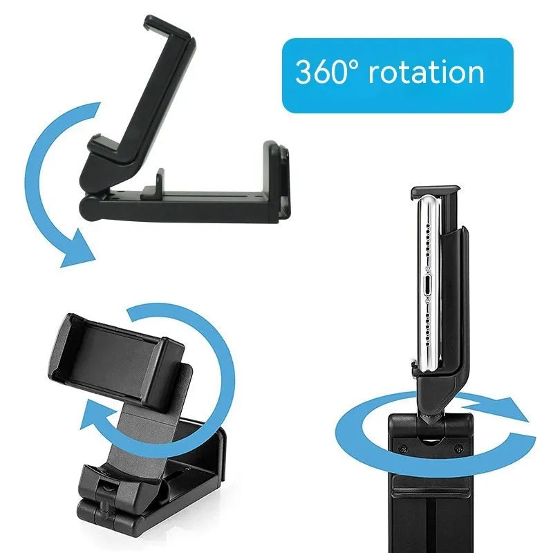 360-degree rotary collapsible phone holder in H22 Black on desktop