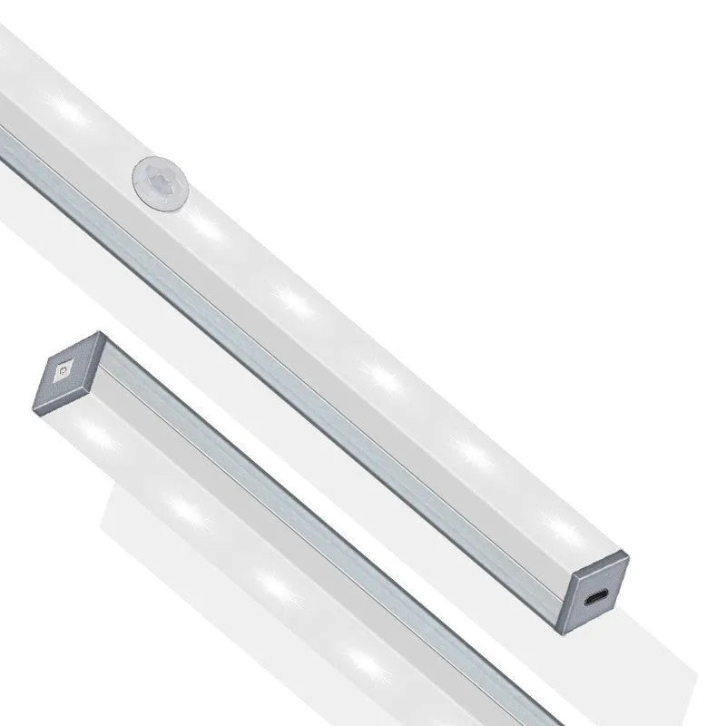 USB rechargeable magnetic LED closet light with motion sensor on a metal surface.
