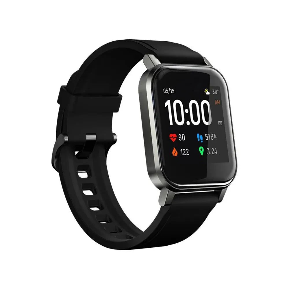 Black waterproof smart bracelet with 1.4 inch HD touch screen on silicone wrist strap