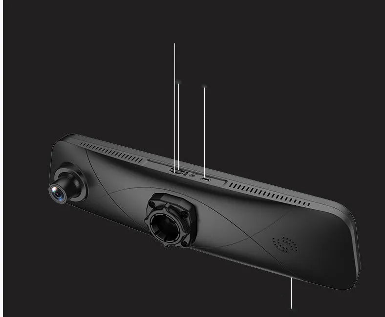 Black 4G car tachograph with touch screen and wide-angle lens for GPS navigation and recording