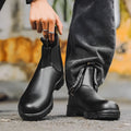 Vintage frosted Chelsea boots in black, brown, grey, and black-brown colours with car suture detail.