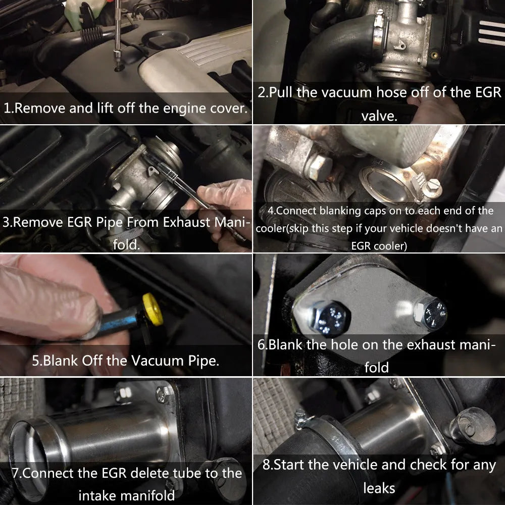 BMW E46 diesel EGR removal kit with blanking plates, vacuum plug and mounting hardware