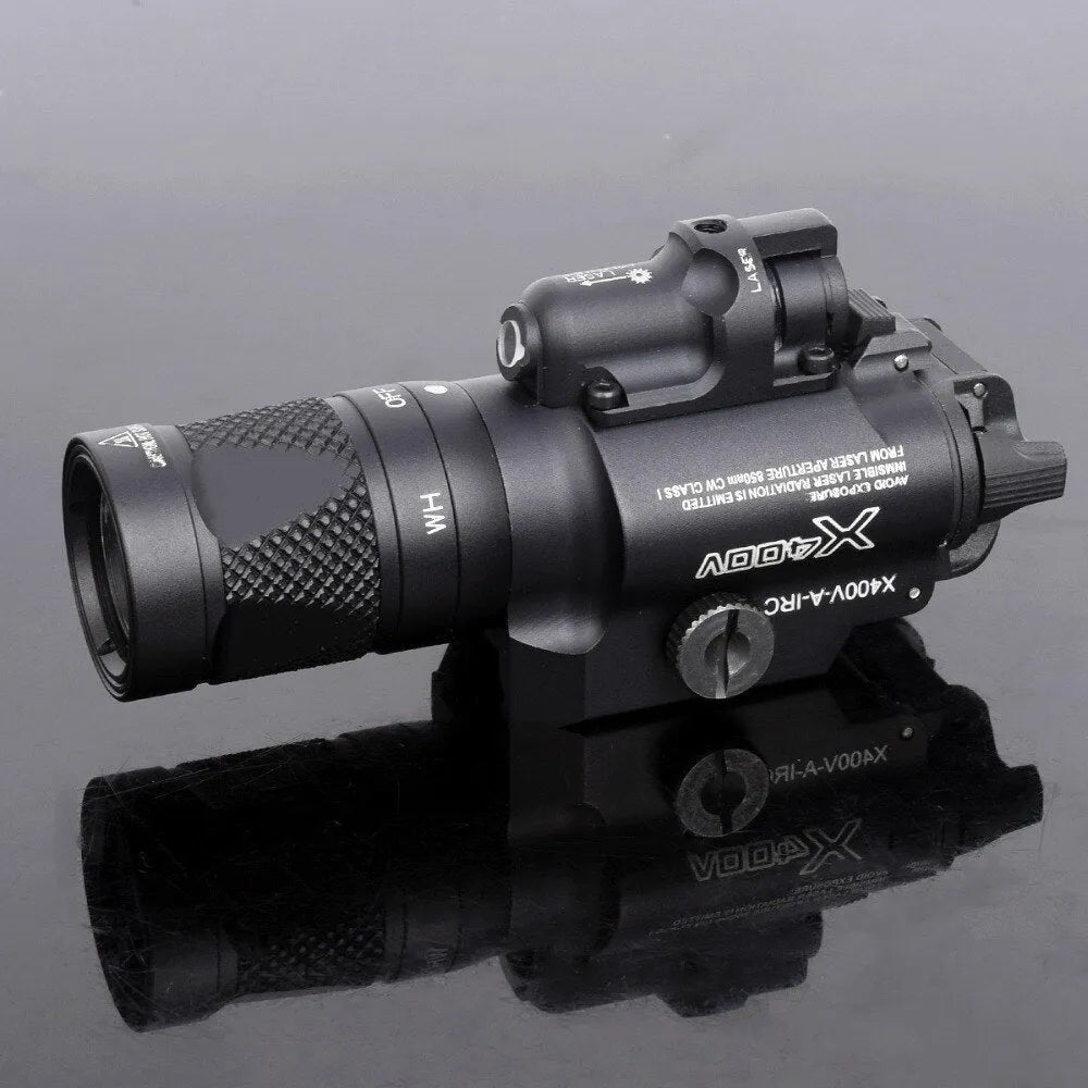 American P1 tactical strobe flashlight in black ABS with hand press mechanism and LED light source