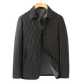 Men's lightweight diamond lattice cotton-padded jacket in black, regular fit, polyester fibre