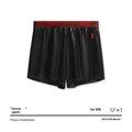 Solid colour men's boxer briefs on a mid waist, shown in black, red, blue, silver, purple, and brown.