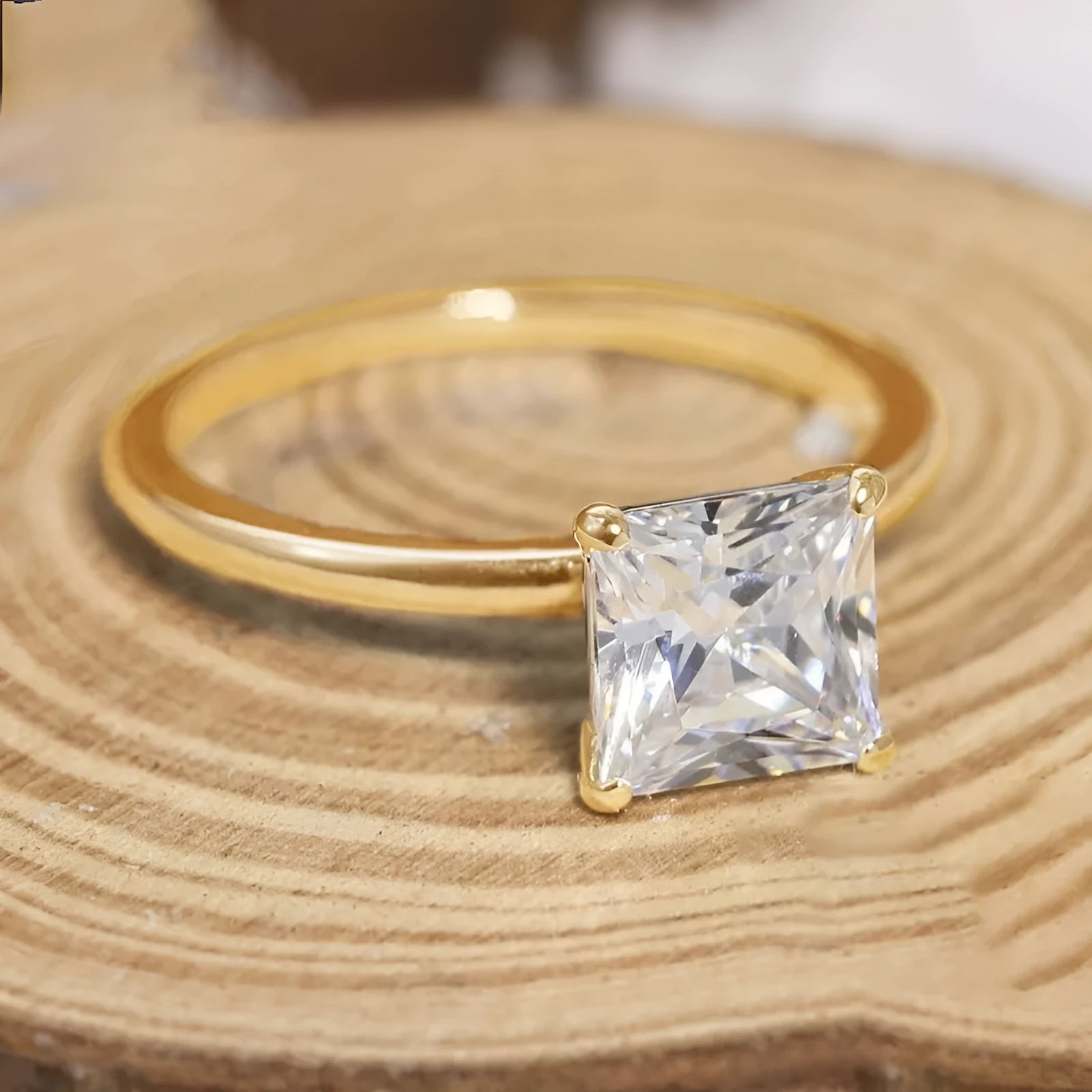 Women's simple 925 silver geometric ring with zirconium centrepiece in gold rose gold or silver finish