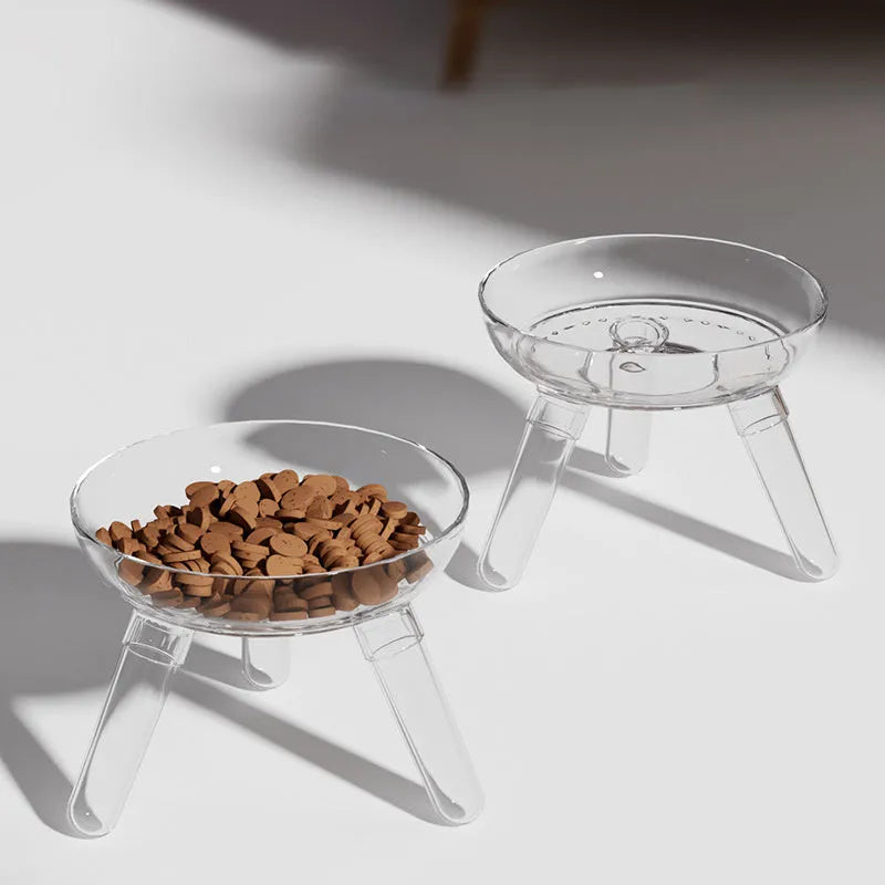 Transparent anti-knock triangle pet feeding bowl 18.2cm diameter PC material for cats and dogs