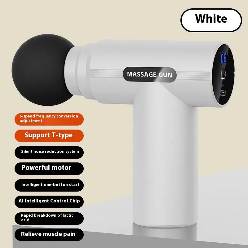 USB portable mini massage gun with brushed motor, three speed gears, and low noise design
