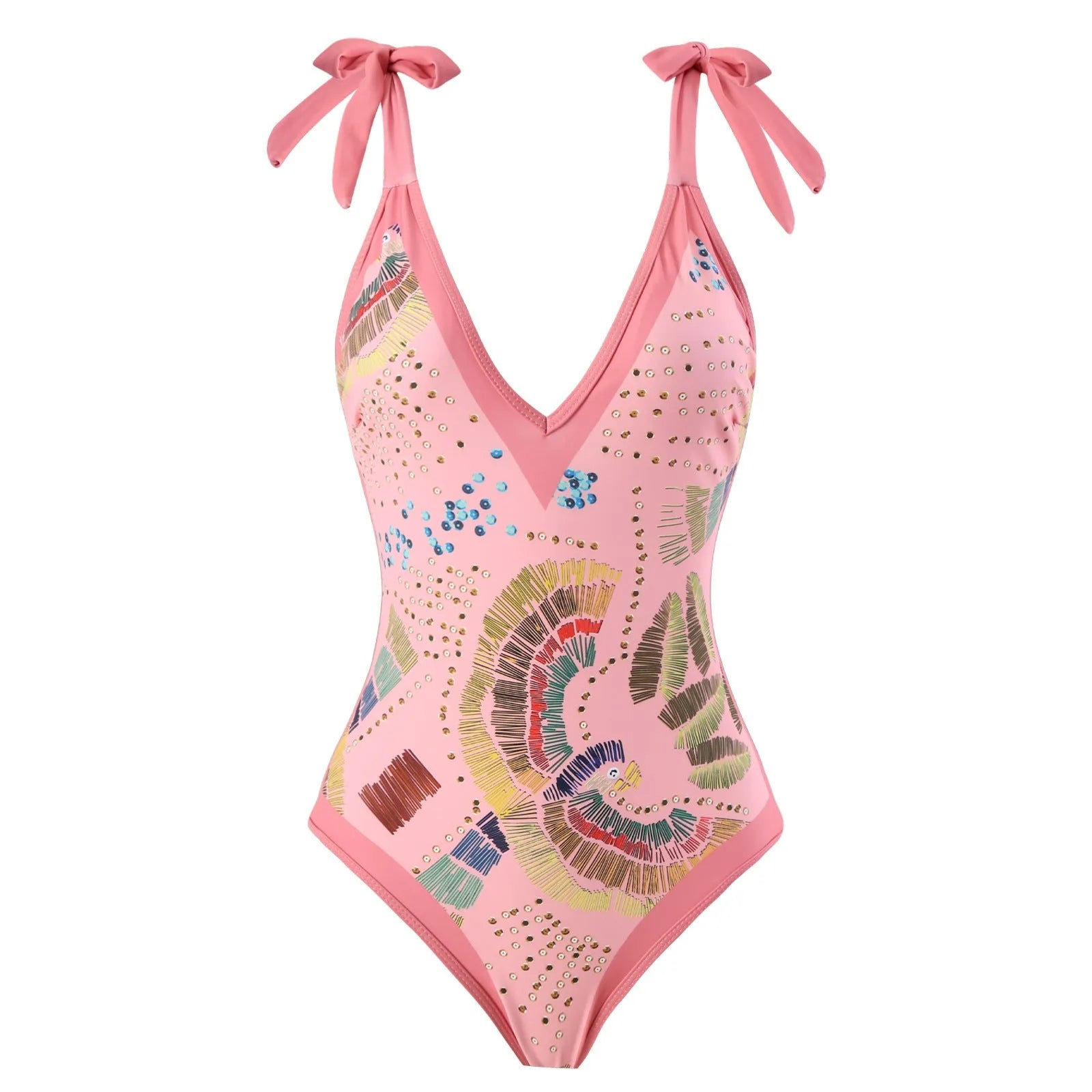 Blue French retro one-piece swimsuit with gauze skirt on a beach setting