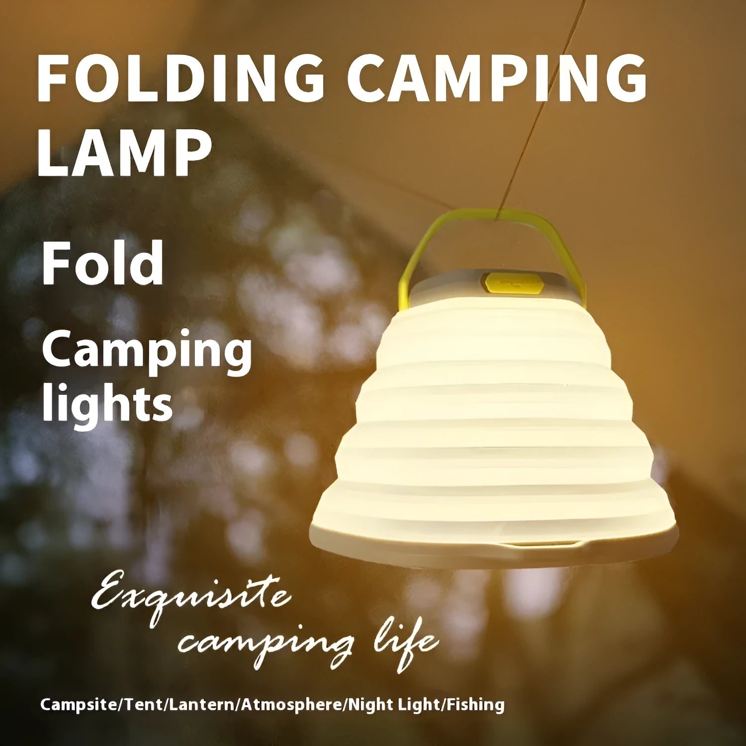 White camping lamp with single-key cycle switch for outdoor lighting