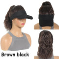 Women's short hooded wig with horse tail waves in domestic silk hair on a display stand.