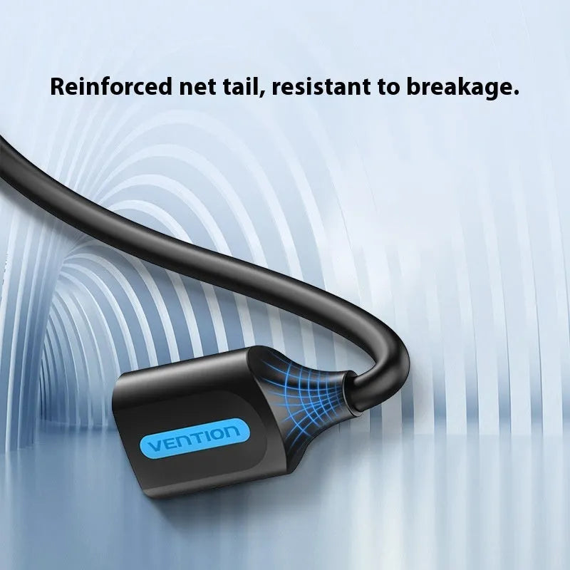 Black USB A male to AM extension cable with straight connectors on a white background.