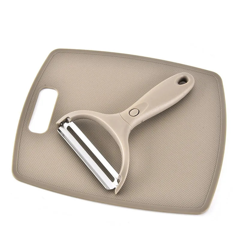 Green stainless steel kitchen cutter set with wheat straw board and multi-function planer accessories
