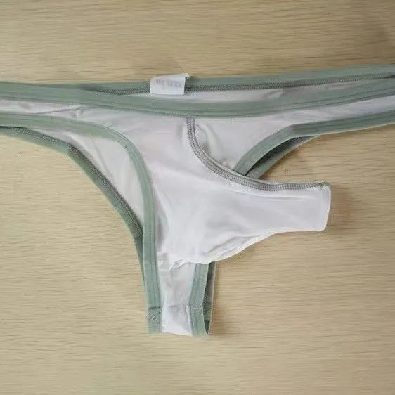 Men's ice silk small nose briefs in army green colour on a white background