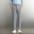 Men's loose straight business trousers in SF28 black, polyester elastic fabric, sizes 28-38