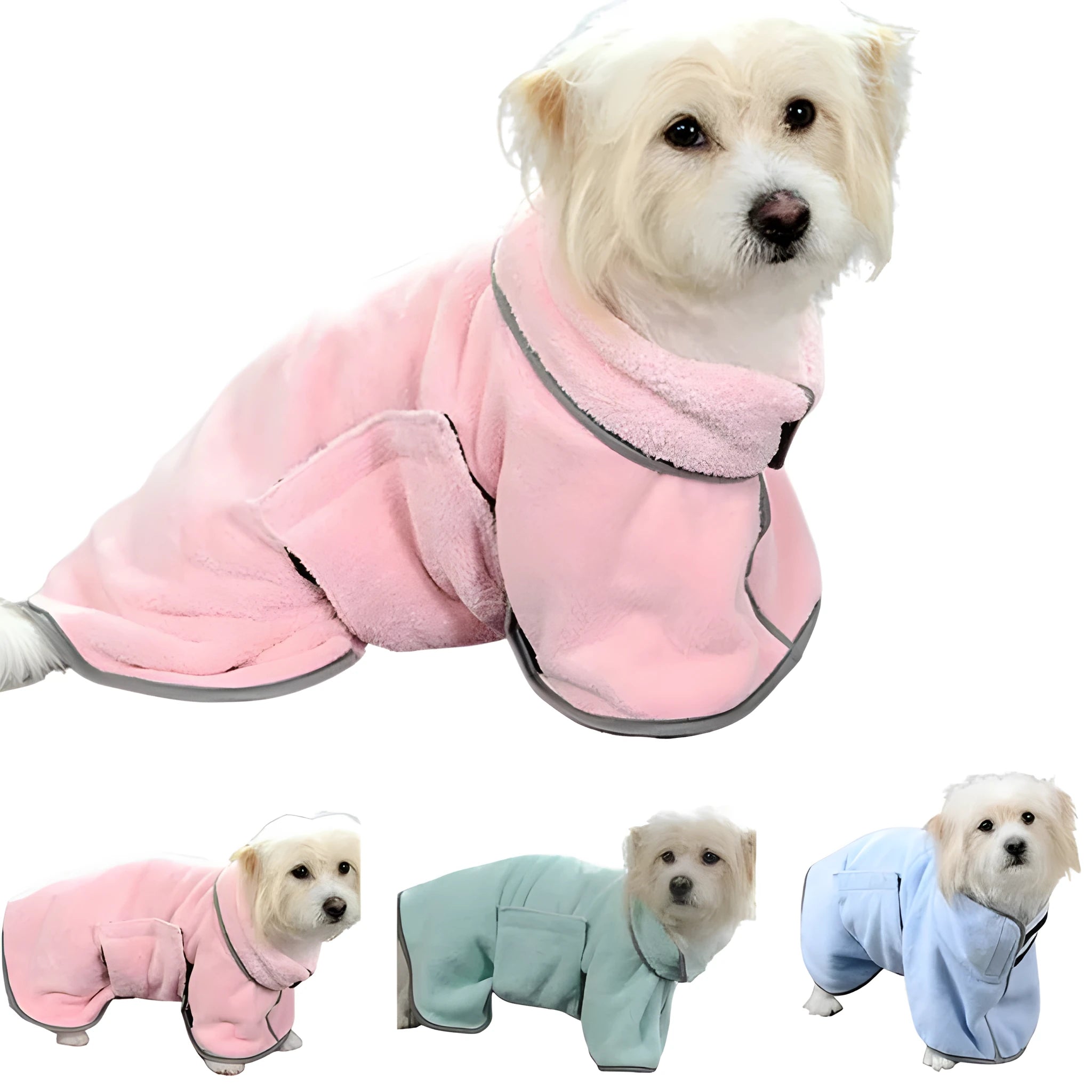 Blue microfiber pet absorbent towel dog bathrobe for small dogs full-body coverage