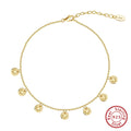 Women's S925 silver geometric anklet with adjustable chain in gold or platinum plating