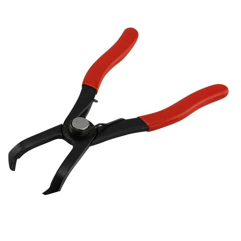 Red interior round nail removal pliers with PVC handles for door panel and wire buckle clips.