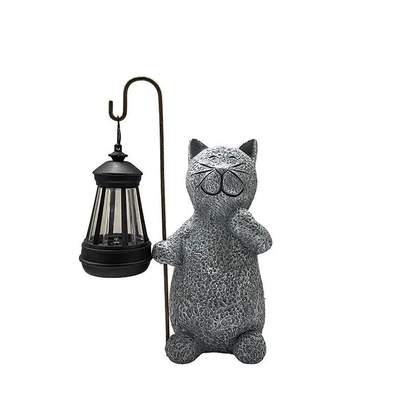 Solar garden lamp with kitten lifting lamp design in pastoral style for outdoor use