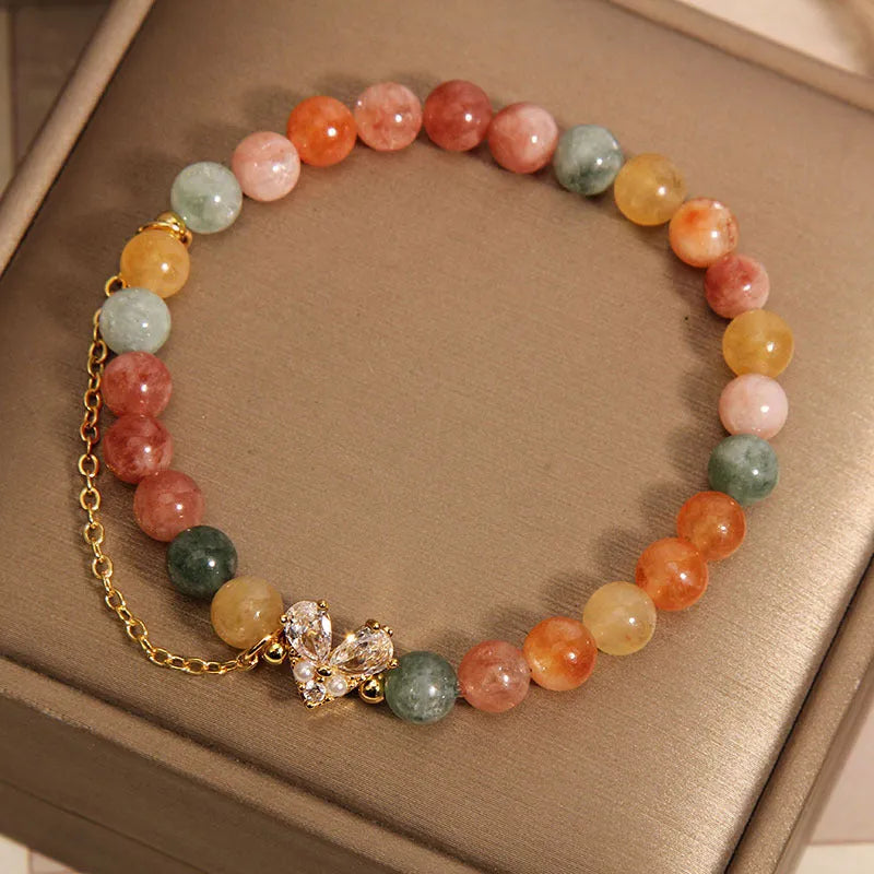 Fu Lu Shou crystal women's bracelet with V-shaped zircon charms in cartoon style