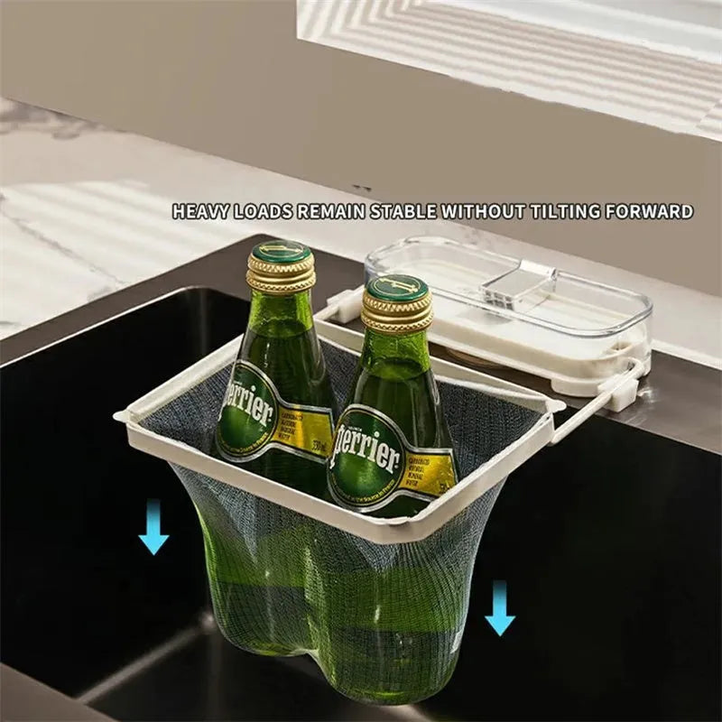 Green kitchen sink filter rack with suction cups and disposable screens