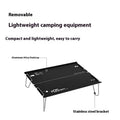 Outdoor 05 Series aluminium alloy folding table shown folded and unfolded in black and grey colours.