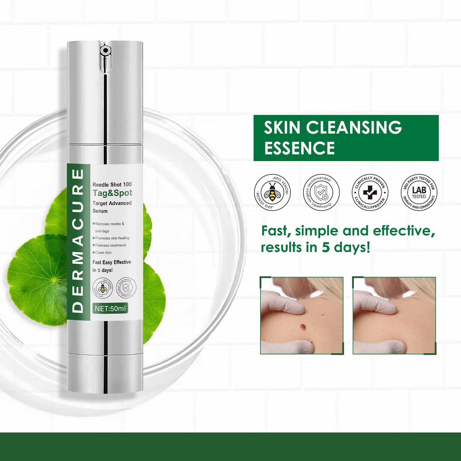 Gentle facial care solution bottle with 50ml net content for skin cleansing