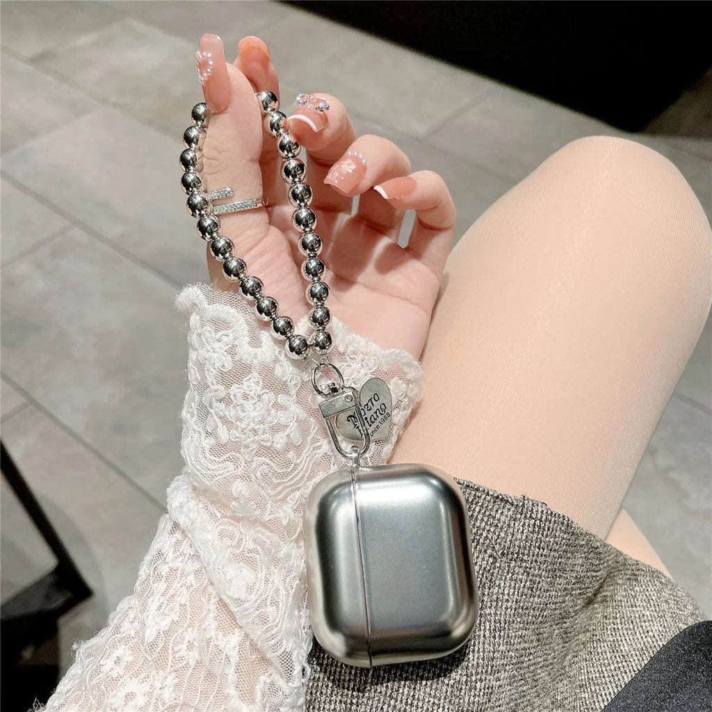 Matte plating protective case for Apple AirPods showing TPU material and electroplating finish.