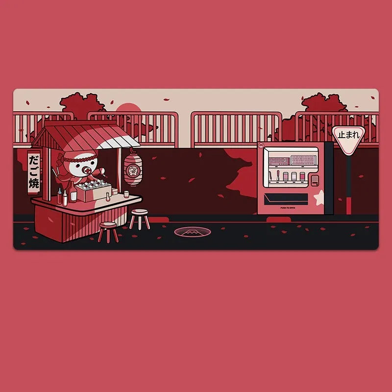 Large oversized gaming mouse pad with cartoon heat transfer print, anti-skid rubber base, lycra cotton top, available in multiple sizes