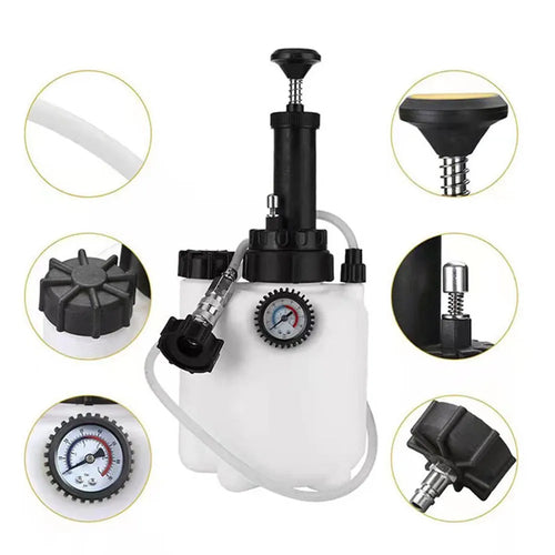 3-litre automobile brake oil tank replacement tool with copper, iron, and plastic construction.