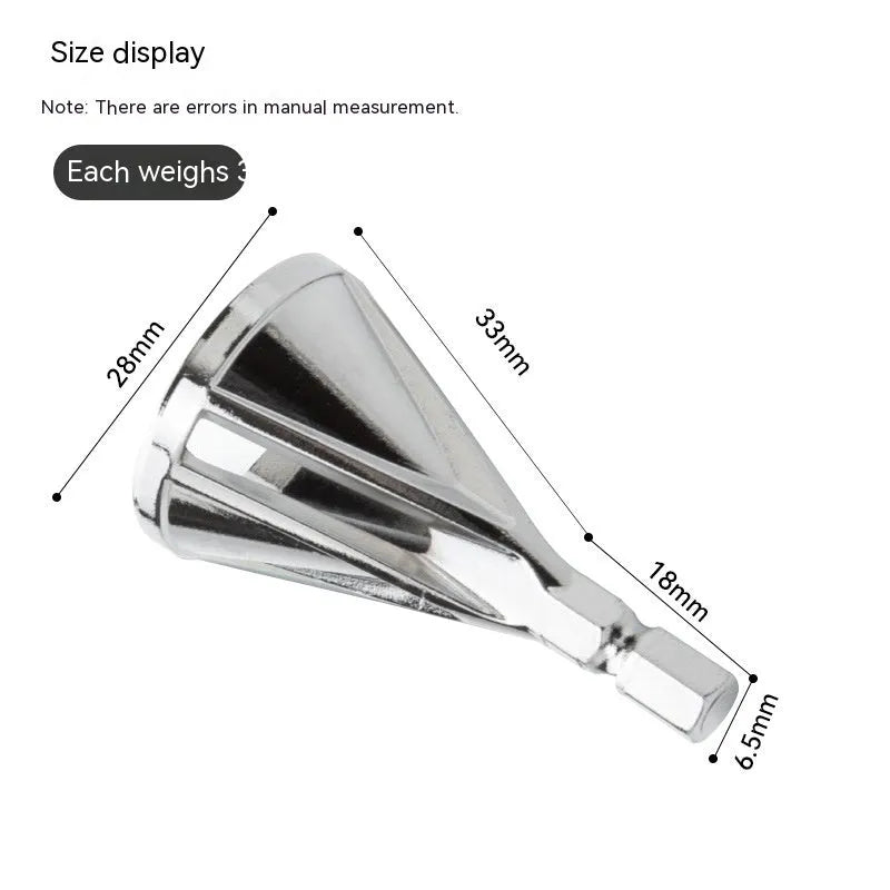 Silver hexagon deburring chamfer tool made of chrome molybdenum steel for electric drill burr removal
