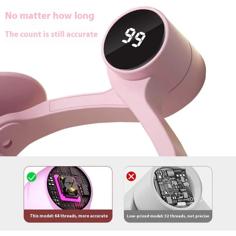 Pink and purple 3-gear pelvic floor muscle trainer with rubber-coated construction for postpartum exercise