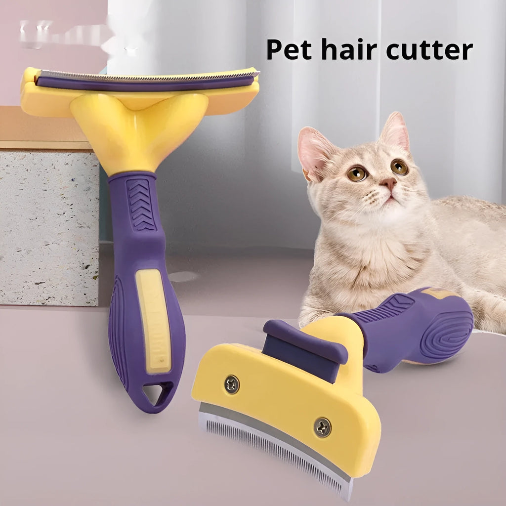 Teddy Golden Retriever hair removal comb with stainless steel blade and plastic TPR handle in two sizes