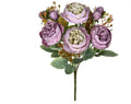 Artificial silk peony flower bouquet in a vase, showcasing champagne colour and realistic petal texture.