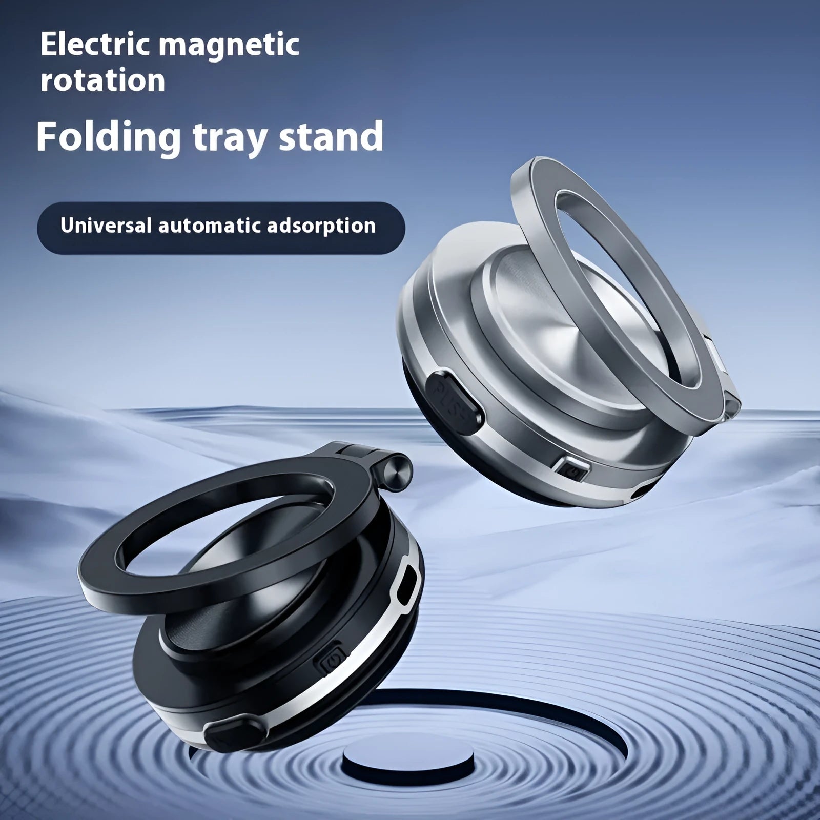 Magnetic car phone holder with vacuum adsorption mount in black, pink, and silver colour options