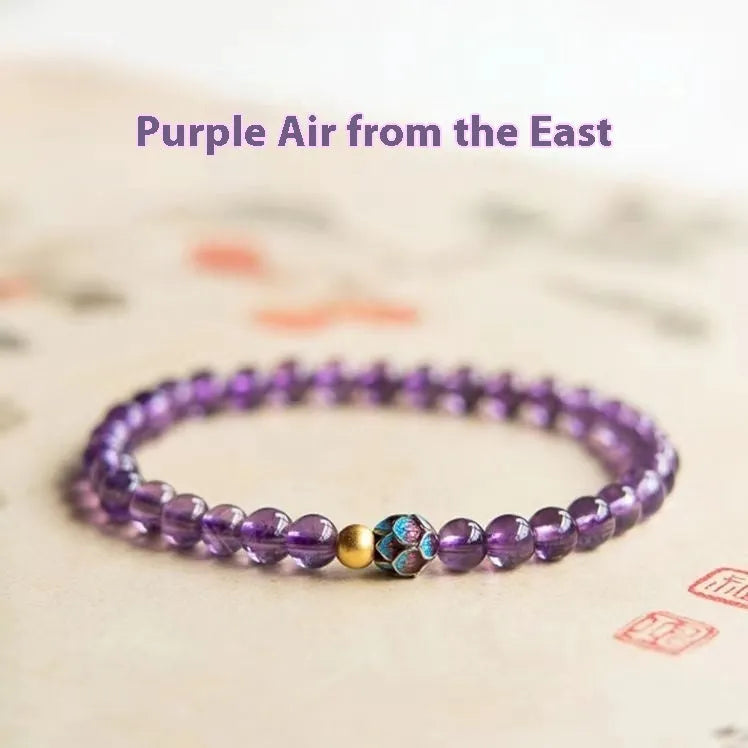 Nine purple lotus bracelet with mixed materials and retro styling for women.