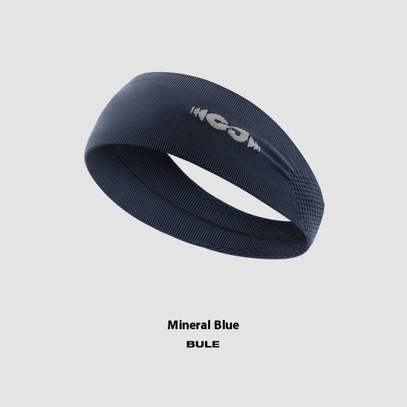 Seamless knitted exercise hair band in black, grey, and blue colours for sports
