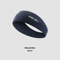 Seamless knitted exercise hair band in black, grey, and blue colours for sports