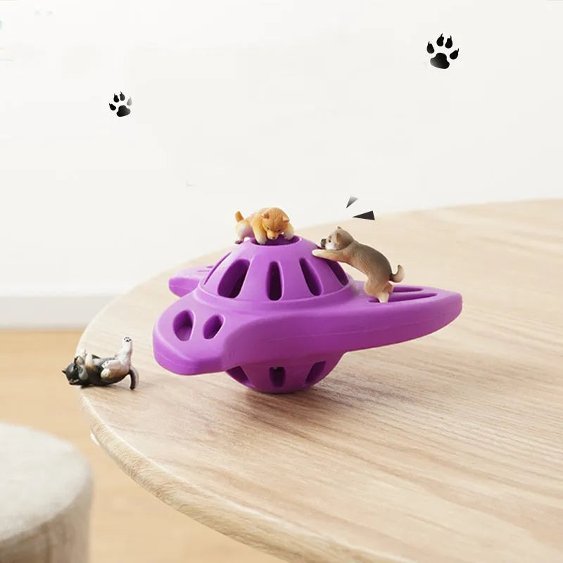 Blue or purple bite-resistant boomerang dog toy for medium and large breed chewing and fetch play.